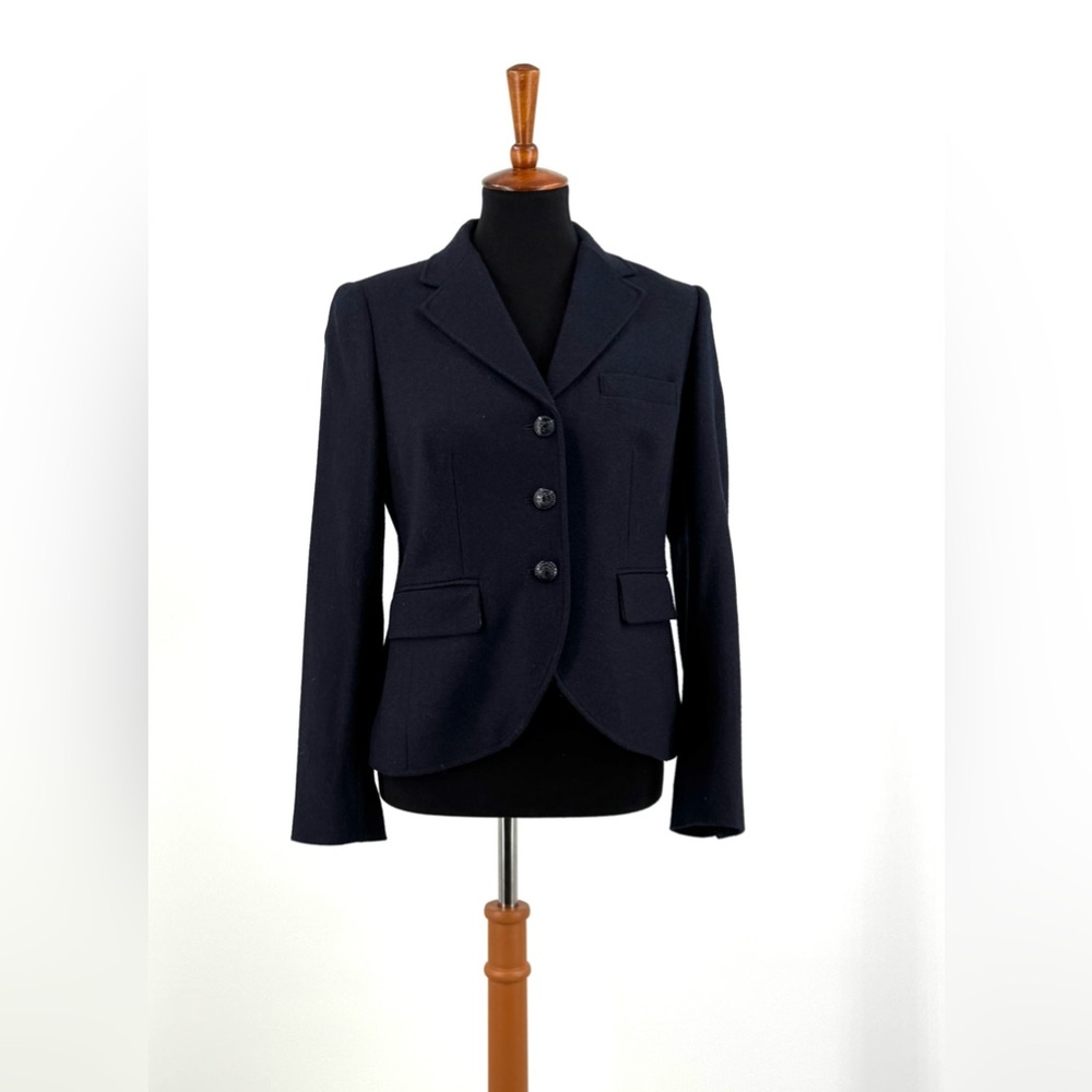 Brooks Brothers Navy Wool Blazer Striped Lining Fancy Buttons Size 6